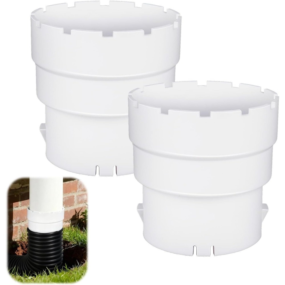 MUIEGUDO 4" Corrugated Pipe Adapter to 4" SDR 35 or SCH 40 2 Pcs White PVC